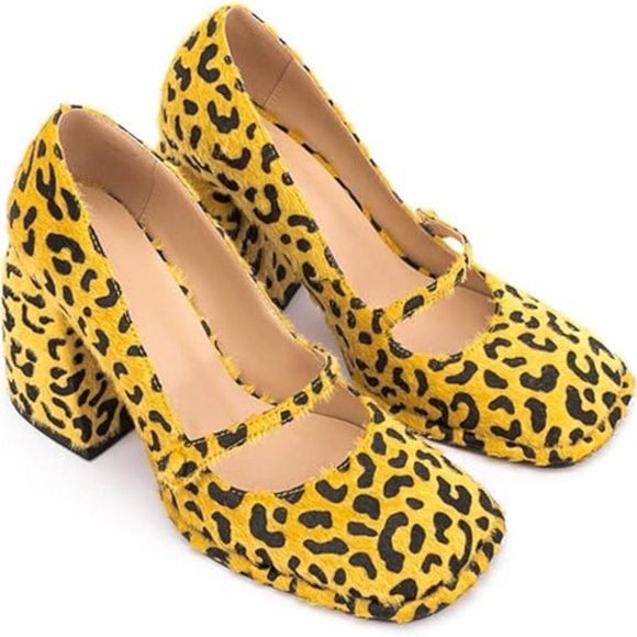 FUNKY CHUNKY LEOPARD PRINT PUMPS SHOES - Picture 1 of 4